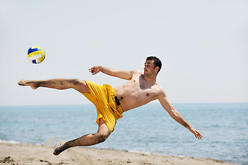 Image showing male beach volleyball game player