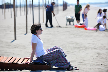 Image showing young woman relax  on beach