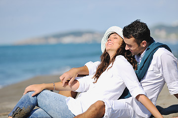 Image showing happy young couple have fun at beautiful beach