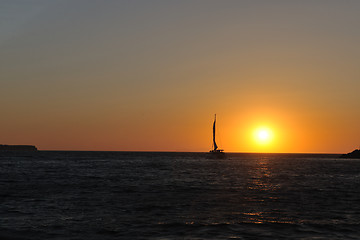 Image showing greece romantic sunset at sea