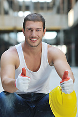 Image showing hard worker on construction site