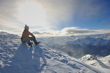 Image showing  skiing on on now at winter season