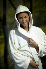 Image showing Young woman take a steam bath