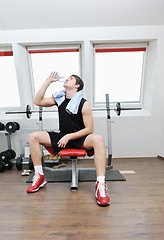 Image showing man drink water at fitness workout 