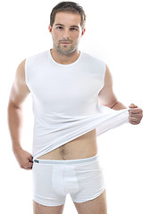 Image showing healthy fit young man islated on white background