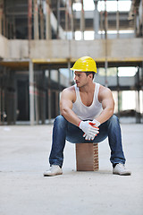 Image showing hard worker on construction site