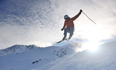 Image showing  skiing on on now at winter season