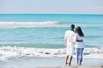 Image showing happy young couple have fun at beautiful beach