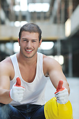 Image showing hard worker on construction site