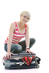 Image showing woman with travel bag