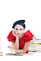 Image showing beautiful young woman read book