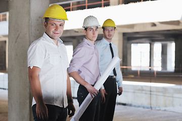 Image showing Team of architects on construciton site