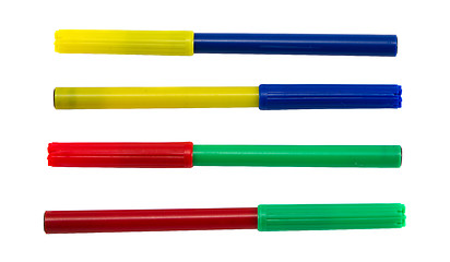 Image showing Felt tip pens with different color plug. Red green 