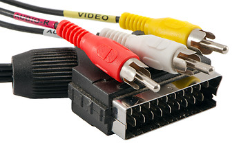 Image showing tv scart cable connector audio video tulip wires 