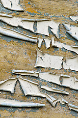 Image showing abandoned grunge wood wall paint peel background 