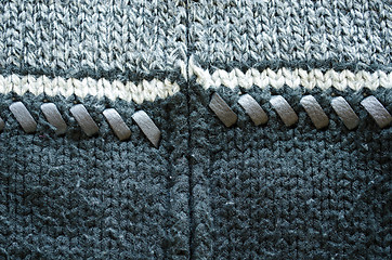 Image showing Background of wool knit sweater leather stitch 