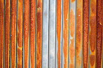 Image showing Background of rusty retro wall metal fence wall 