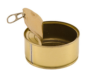 Image showing empty silver metal fish meat food tin can open 