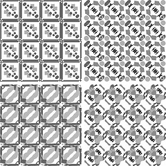 Image showing Set of monochrome geometrical patterns. Vector