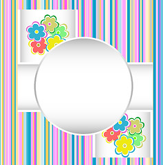 Image showing cute happy birthday card with flowers. vector