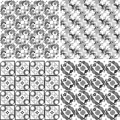 Image showing Set of monochrome geometric seamless patterns. Vector