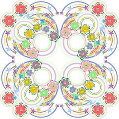 Image showing Seamless retro colourfull flower pattern in vector