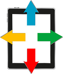 Image showing Vector illustration of tablet pc with arrows. business