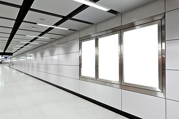 Image showing Blank billboard in metro station