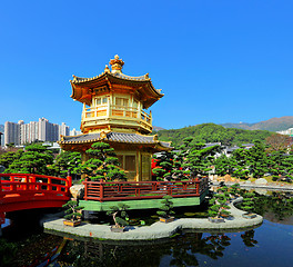 Image showing chinese garden with pavilion