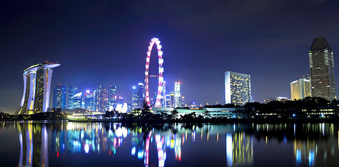 Image showing Singapore city skyline at night