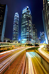 Image showing traffic through city at night