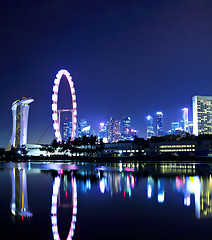 Image showing Singapore city skyline at night