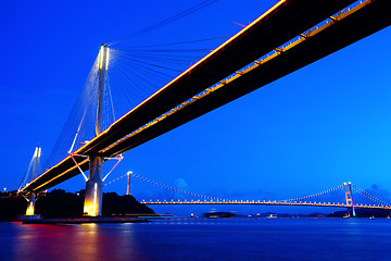 Image showing Ting Kau Bridge in Hong Kong at night