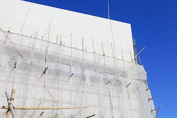 Image showing bamboo scaffolding in construction site