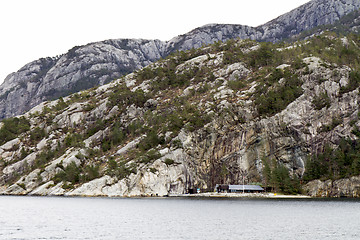 Image showing steep rock at coast in norway