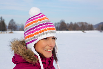 Image showing Smiling girl in cold weather