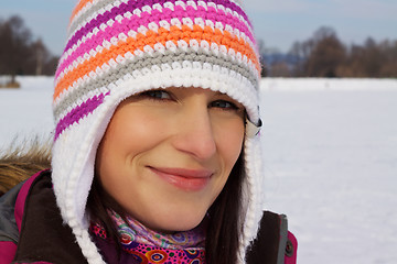 Image showing Smiling girl in wintertime