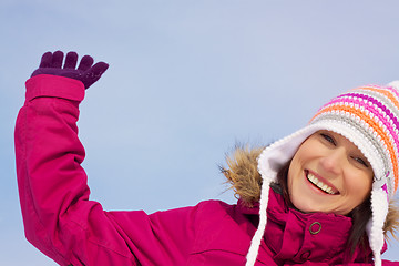 Image showing Young woman in winter clothes