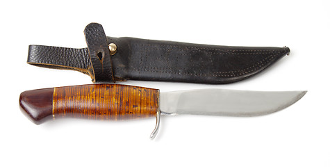 Image showing Old hunting knife with sheath