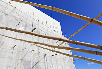 Image showing bamboo scaffolding in construction site