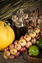 Image showing Still-life with vegetables in rural style
