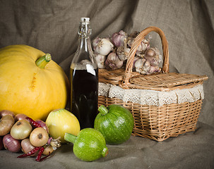 Image showing Still-life with vegetables in rural style