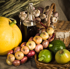 Image showing Still-life with vegetables in rural style