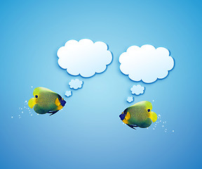 Image showing angelfish with speech bubbles. 