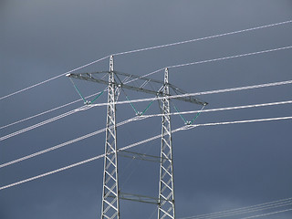 Image showing High tension pylon and lines