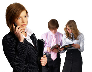Image showing Businesswoman at office background