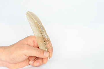 Image showing Writing with a piece of feather