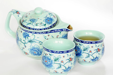 Image showing Chinese pottery teaset