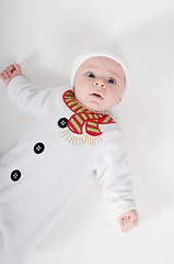 Image showing Baby boy in snowman costume
