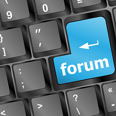 Image showing Computer keyboard -  blue key Forum, internet concept